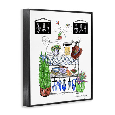 Spring Gardening Potting Shed Framed Giclee, design by Susan Lugar