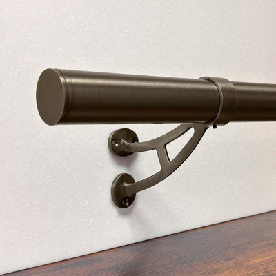 Outwater 2" Diameter X 16 Feet Long Solid Brass Bar Mount Foot Rail Kit – Antique Brass Finish