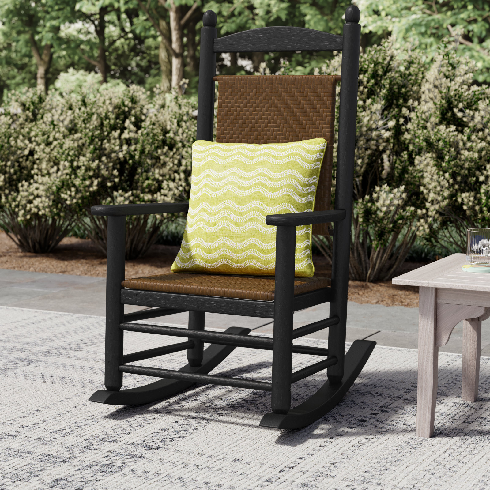 POLYWOOD® Rocker Woven Patio Rocking Chair, Black
