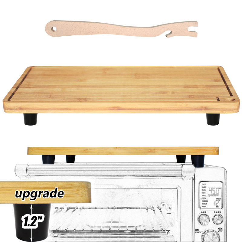 Planches à découper en bois de bambou pour mini four grille-pain intelligent, pieds en silicone résistant à la chaleur de 1,2 pouce