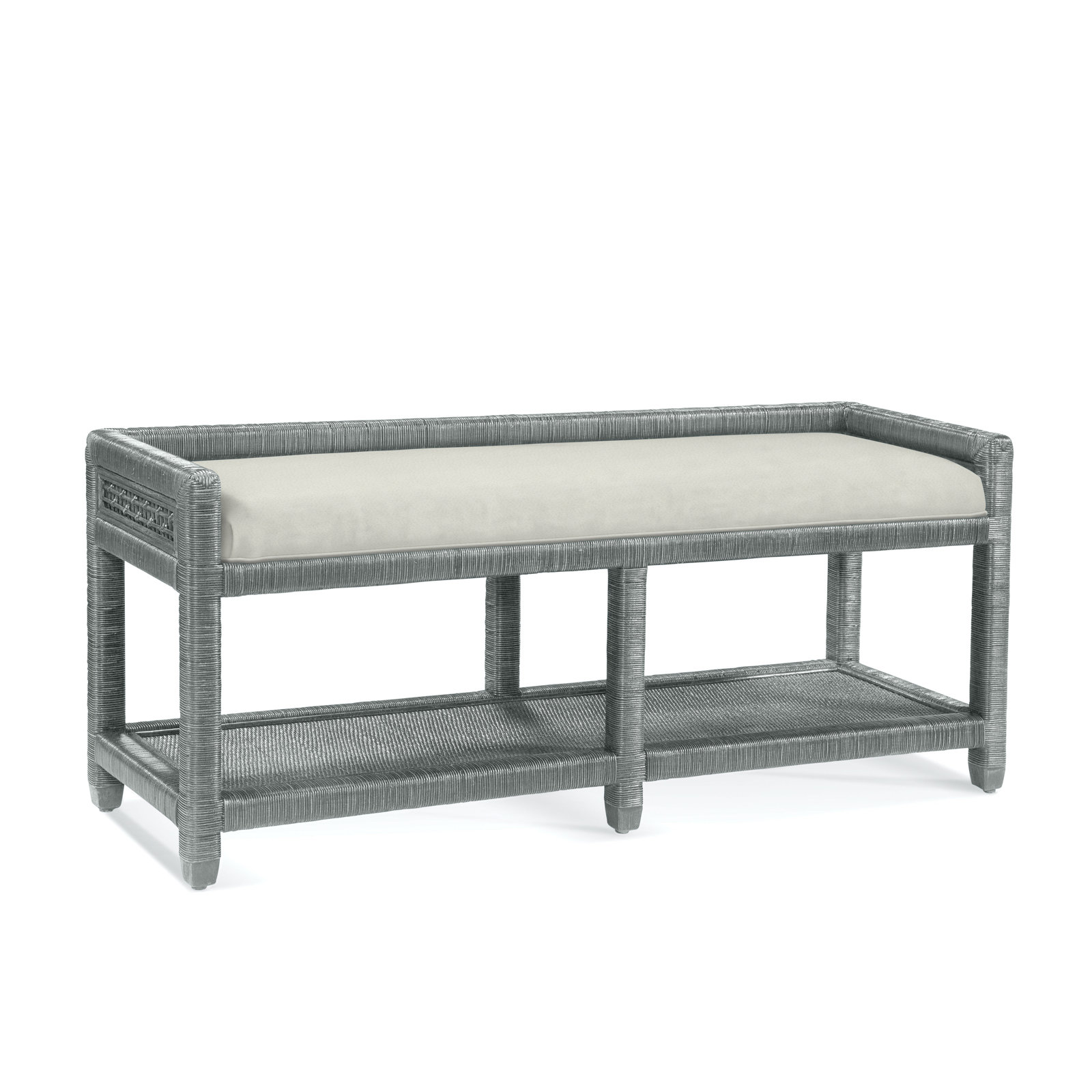 Silvio 54" Storage Bench, Nickel, Ivory Crypton Performance; 0886-91