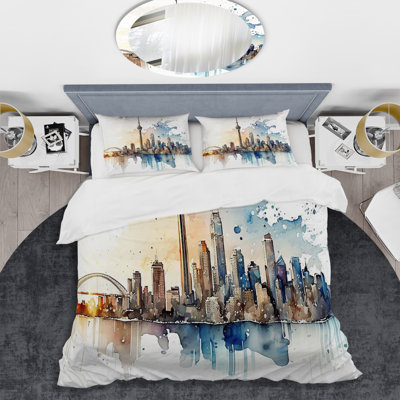 Toronto Skyline I - City Toronto Duvet Cover Set