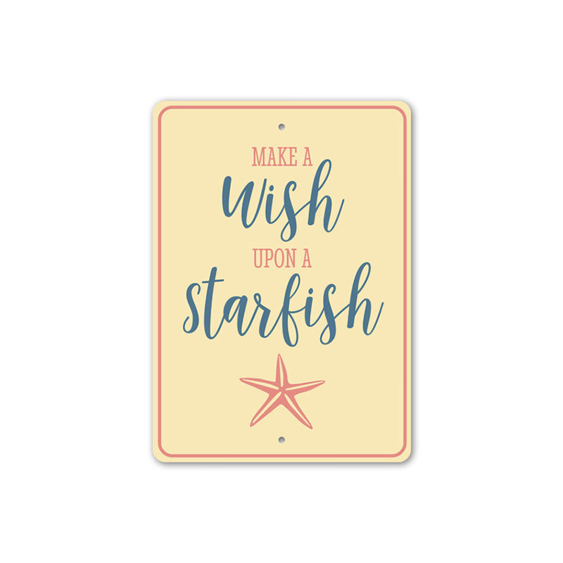 Enseigne en aluminium Wish On A Starfish, H 14 po x l 10 po x P 0,04 po