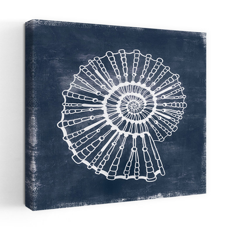 "Nautilus", art mural abstrait contemporain sur toile bleue I, H 36 po x l 36 po