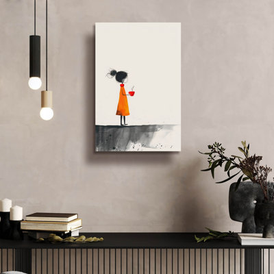 The Girl With The Red Coffee Cup' By Andreas Magnusson Acrylic Glass Wall Art