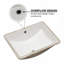 Lavabo de salle de bain rectangulaire en céramique blanche, encastré sous plan, avec trop-plein, 48 x 36 cm (19 x 14 pouces).