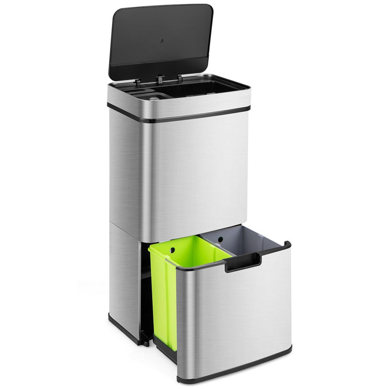 Large Kitchen Motion Sensor Garbage Bin Stainless Steel 16 Litre Trash Can