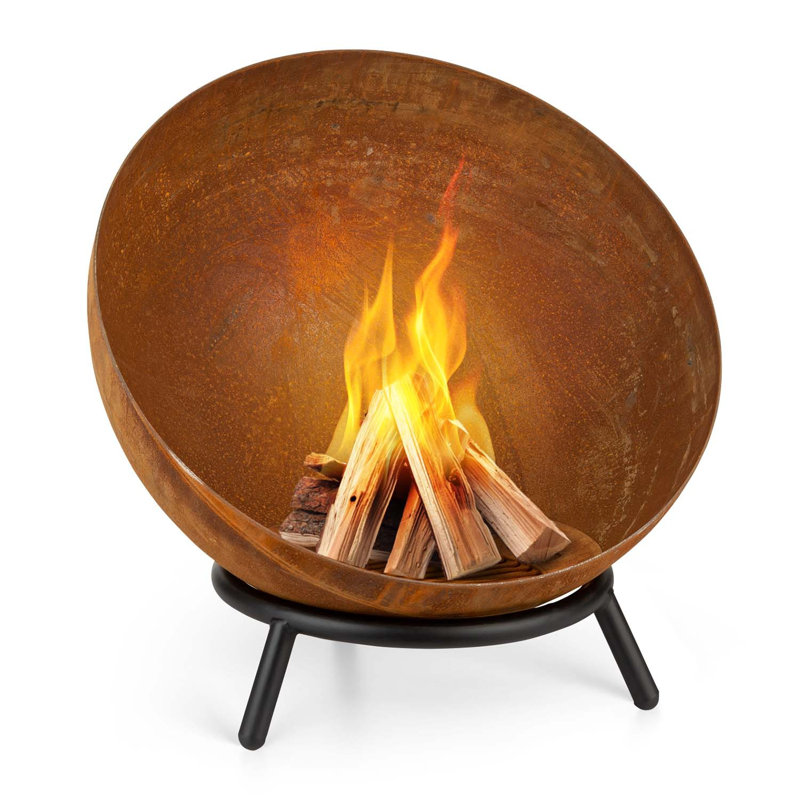 Round Steel Wood Burning Smokeless Fire Pit, 68cm H x 60cm W x 60cm D