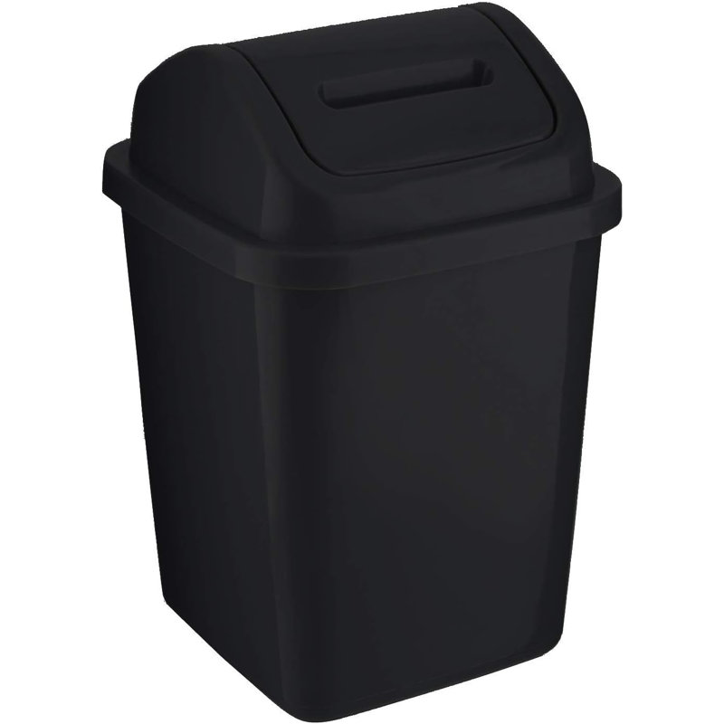 Agron 5L Bathroom Bin Swing Top Dust Bin Plastic Waste Paper Basket Square Small Rubbish Trash Can