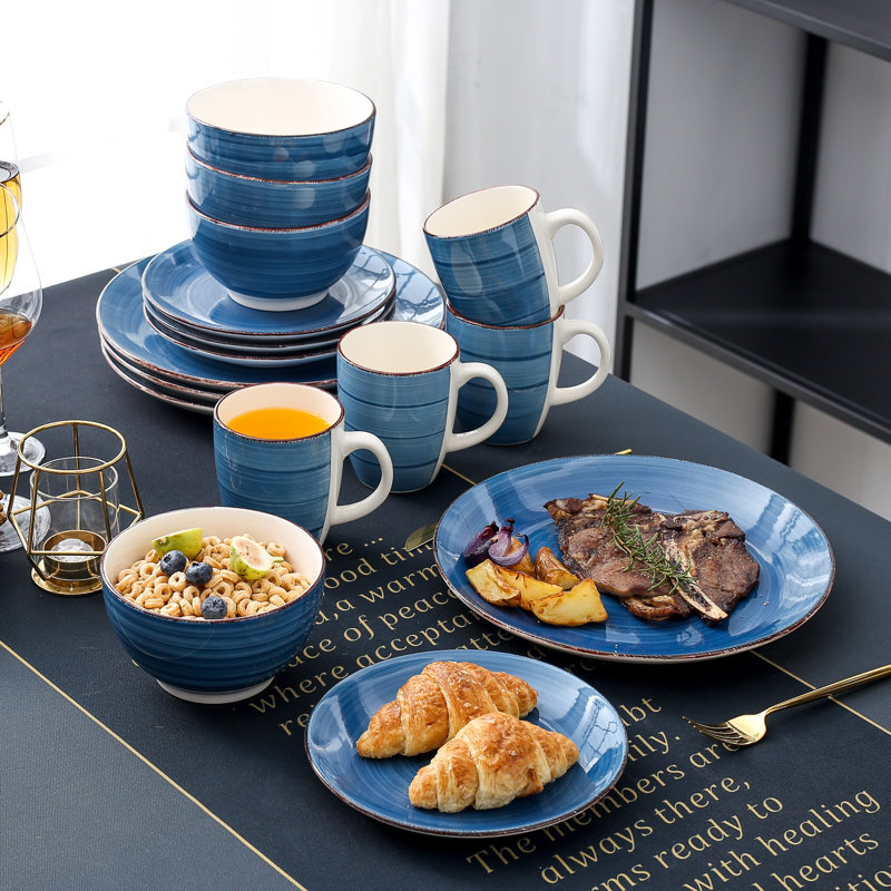 Bella 16 Piece Dinnerware Set, Service for 4, Blue