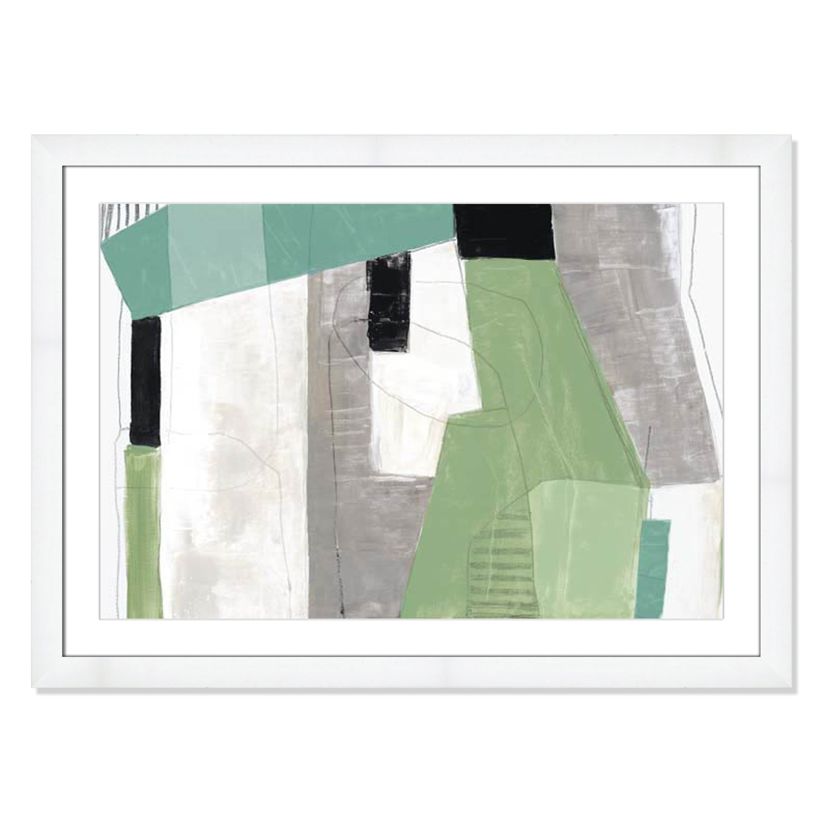 Evergreen Essence by Tom Reeves, White, 27" H x 37" W x 1.25" D, White Cube Frame - Matted Fine Art Paper Print
