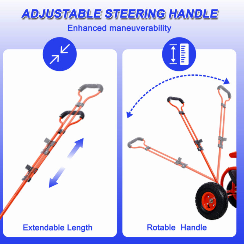 Red Steel Rolling Garden Scooter with Swivel Seat and Tool Tray