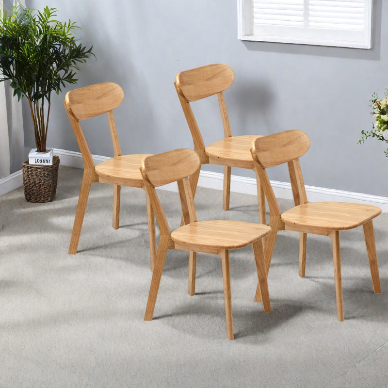 Modern Dining Chairs 4 Pack, Solid Wood With Adjustable Feet For Kitchen