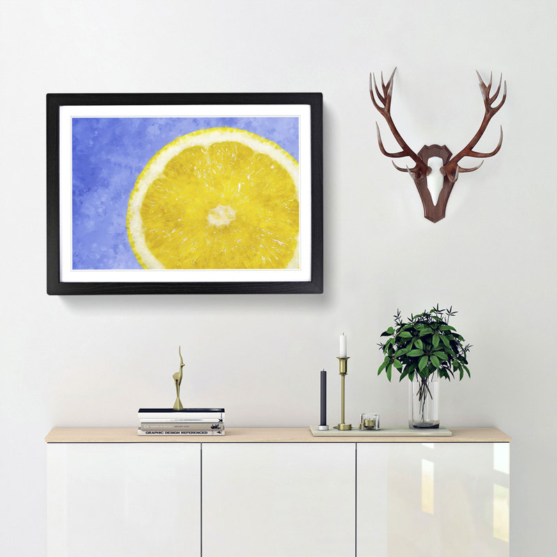Lemon Slice - Picture Frame Painting Print, Black Framed, 62cm H x 87cm W x 2cm D