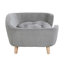 Lit surélevé pour petit chien avec coussin de soutien en mousse, housse en velours côtelé, pieds en bois d'hévéa et assemblage facile-833093637