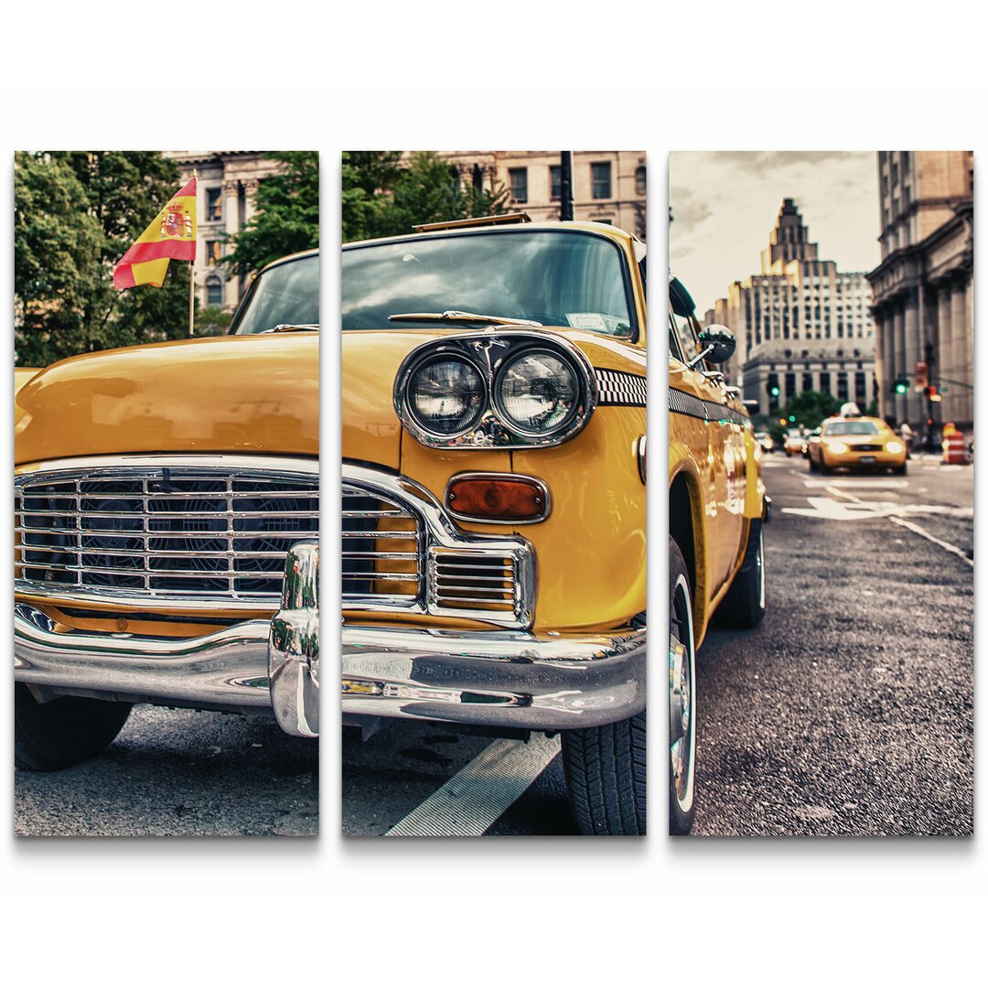 3-tlg. Leinwandbilder-Set Klassisches Yellow Cab in Manhatten