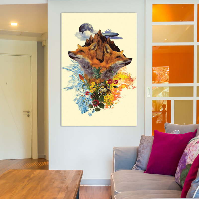 « loup », impression sur toile tendue encadrée, H 12 po x l 8 po x P 0,75 po