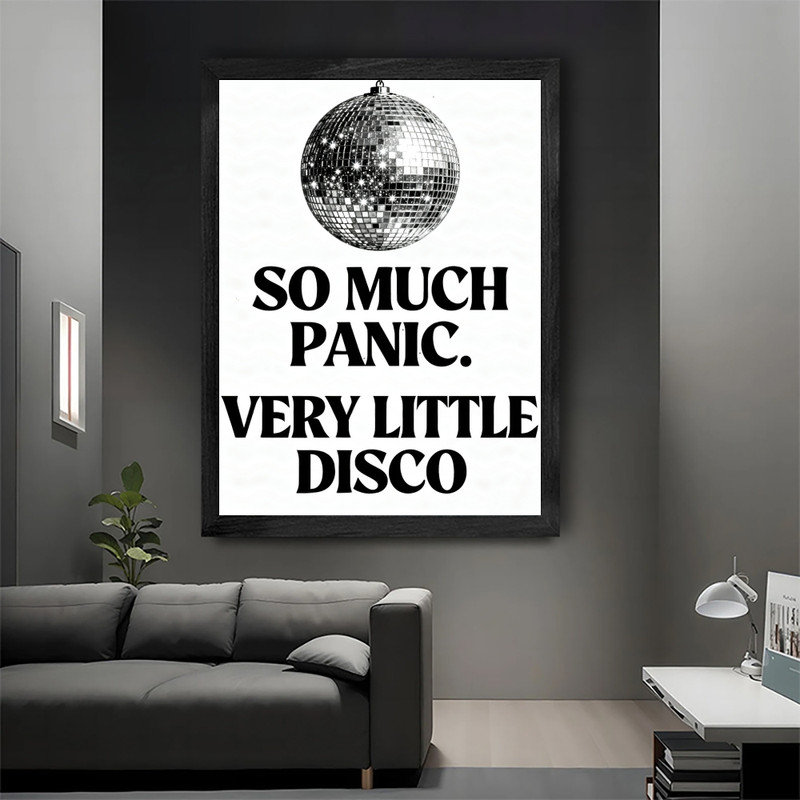 Art mural noir très encadré, très peu de disco, impressions rétro tendance, H 11 po x l 9 po