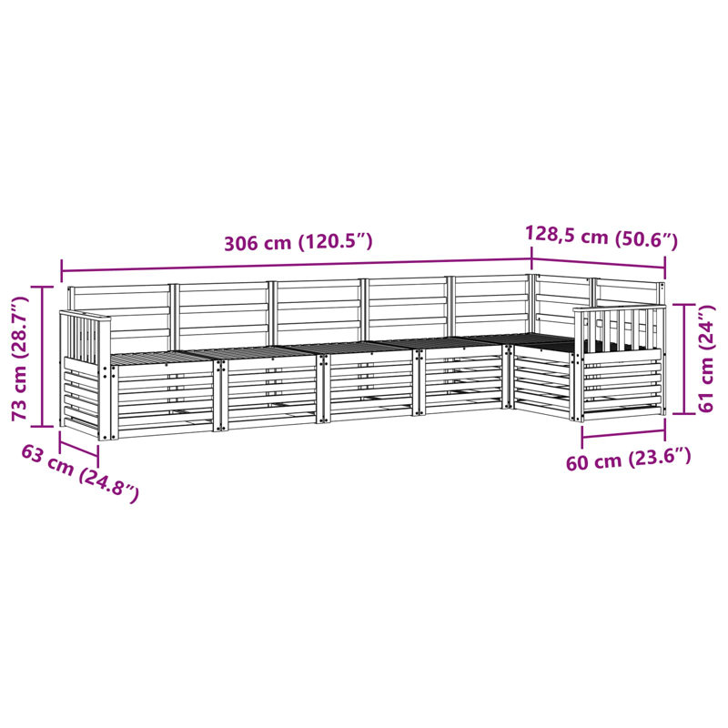 306cm Wide Patio Sectional Set
