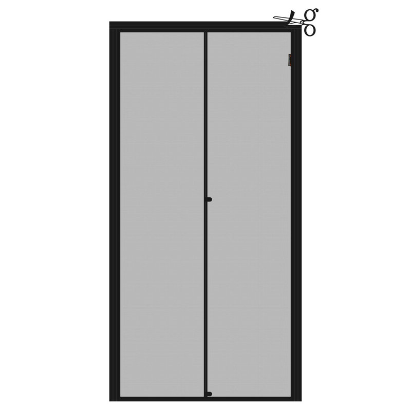 Taille réglable des portes de moustiquaire magnétiques réglables, largeur 29 po à 33 po, hauteur 79 à 81 po, filet de fibre de verre renforcé avec bande pleine grandeur à crochets et boucles, noir