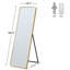 Miroir d'appoint 64 po pleine longueur avec lumières - 3 lumières à intensité variable, cadre doré, miroir de plancher autoportant pour la chambre à coucher, le salon et la boutique de mariage, avec éclairage DEL