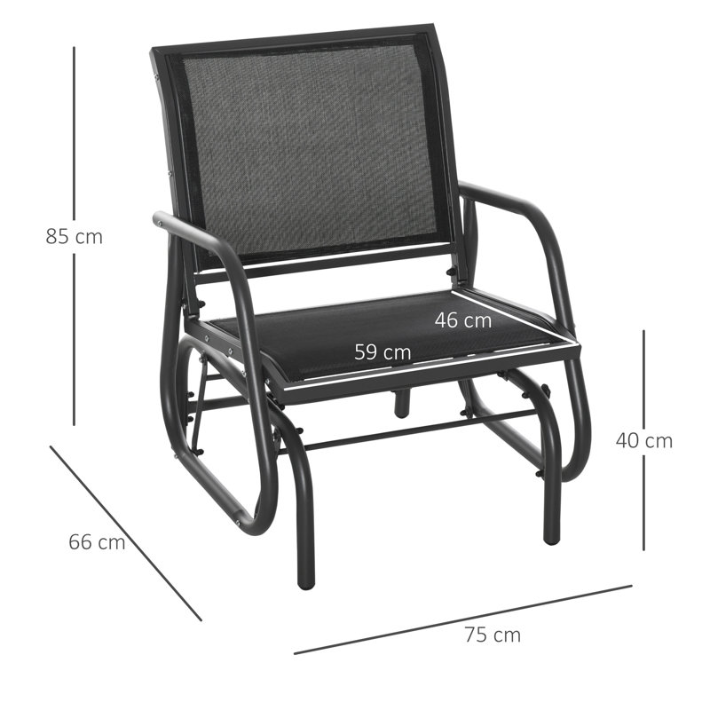 Outdoor Garden Glider Chair 75*66*85 cm Powder-Coated Steel 1 Piece Glider Chair Dark Grey Gliding & Powder-Coated