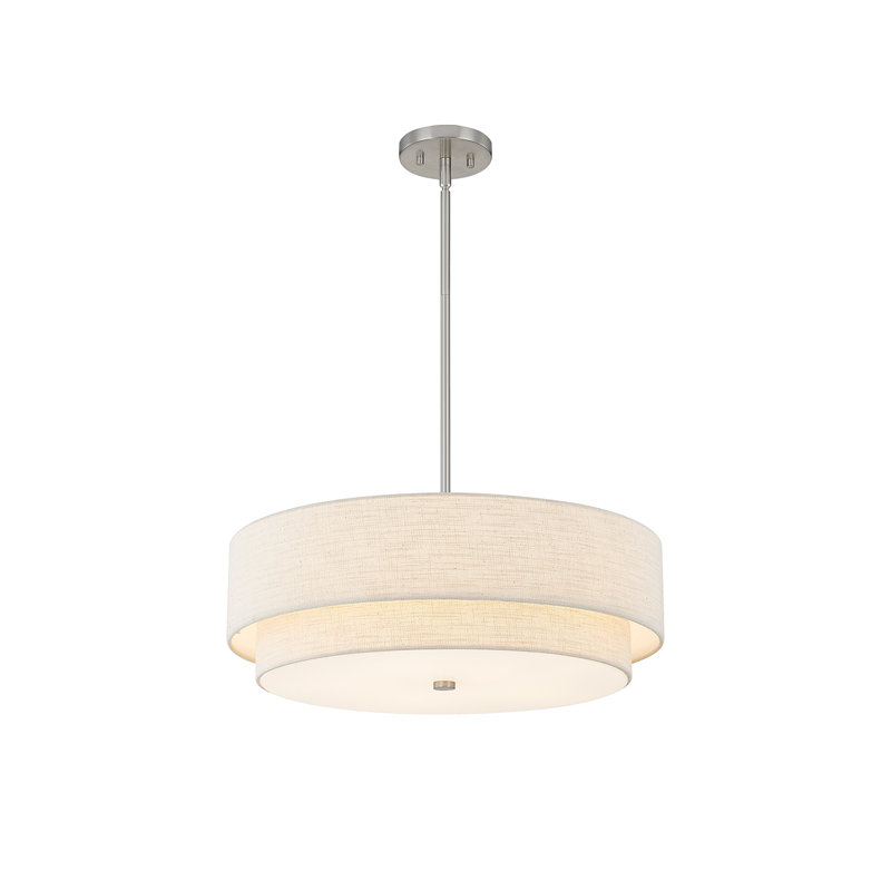 Textile - Luminaire suspendu cylindrique classique - Abat-jour en tissu, Crème