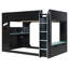 Lit mezzanine double en bois avec bureau à hauteur réglable, tiroirs, compartiments de rangement, tringle à suspension et lumières RVB, bleu-1052750856