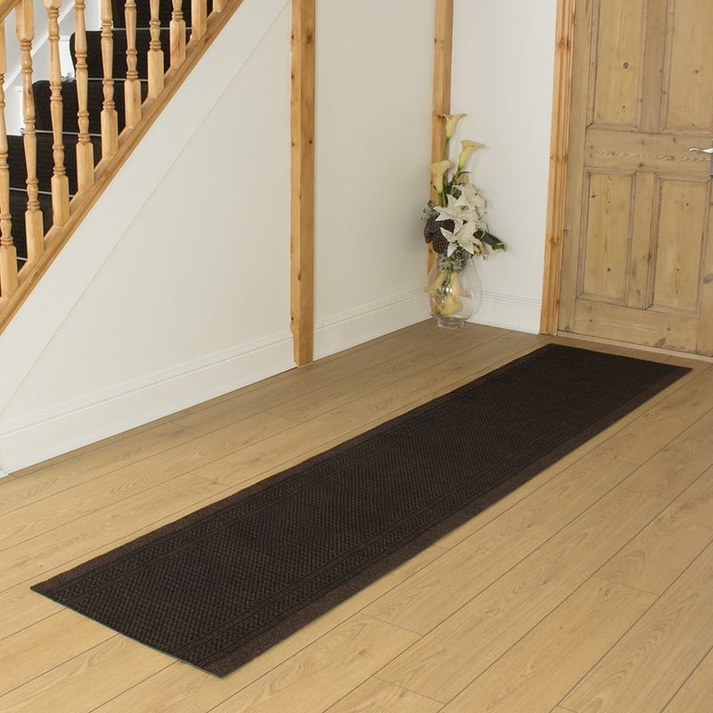 Adcox Flatweave Dark Brown Indoor Rug, Runner 390cm x 66cm