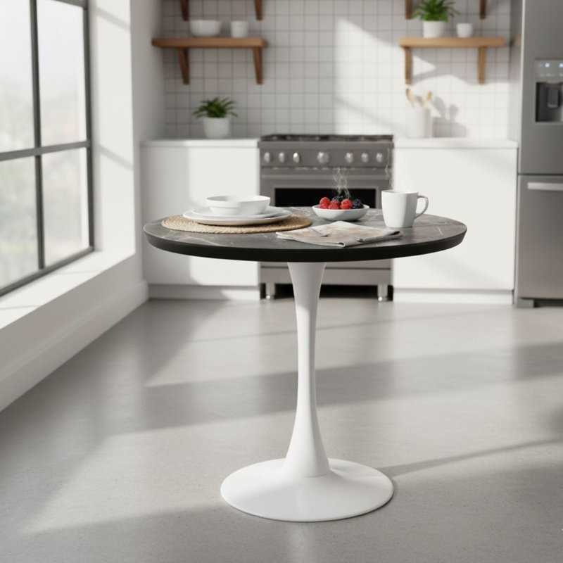 Table de salle à manger Elkton, 29.35" H x 35.43" W x 35.43" D, Noir