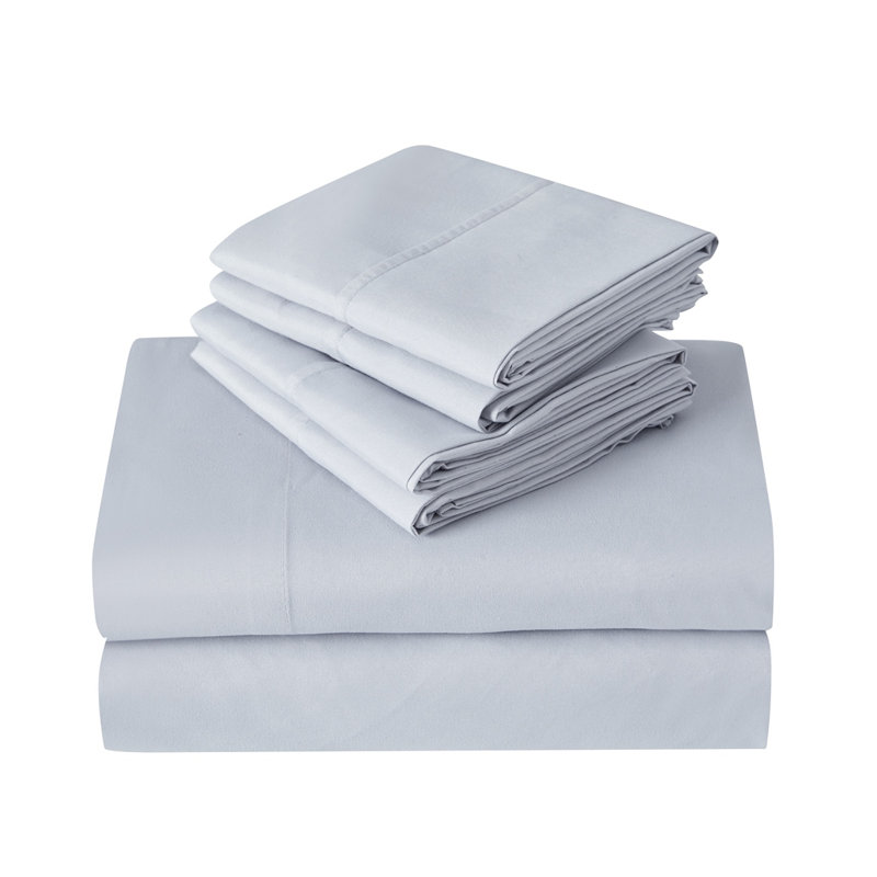 Ensemble de draps en coton 2000 fils Kathy Ireland (6 pièces), Gris argenté, Très grand