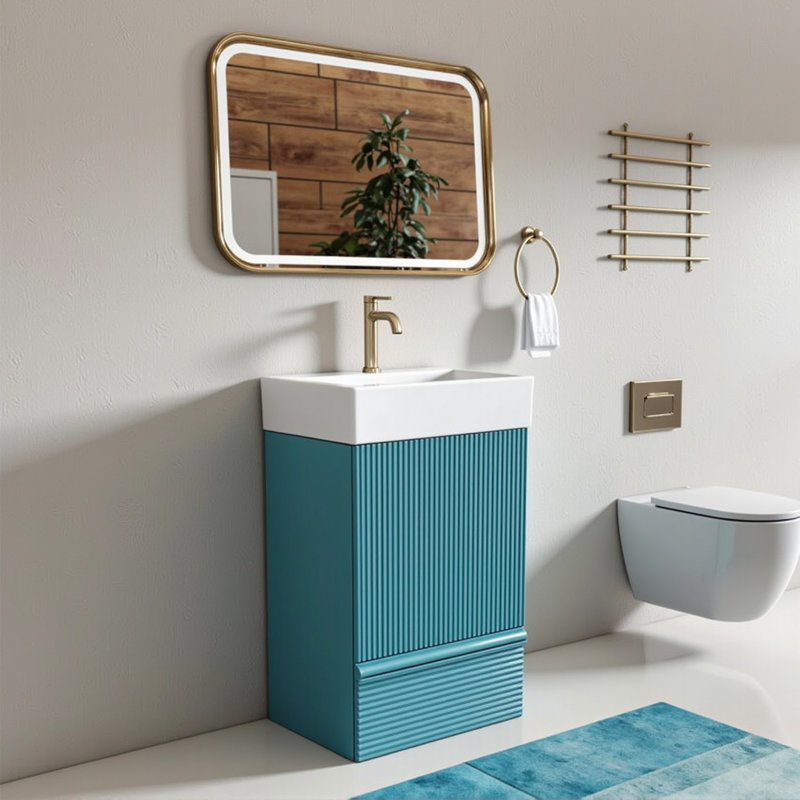 20" Small Freestanding Bathroom Vanity With Sink, Green