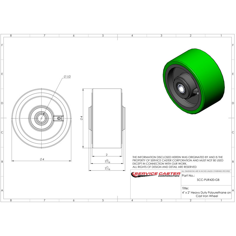 Green Poly on Cast Iron Wheel