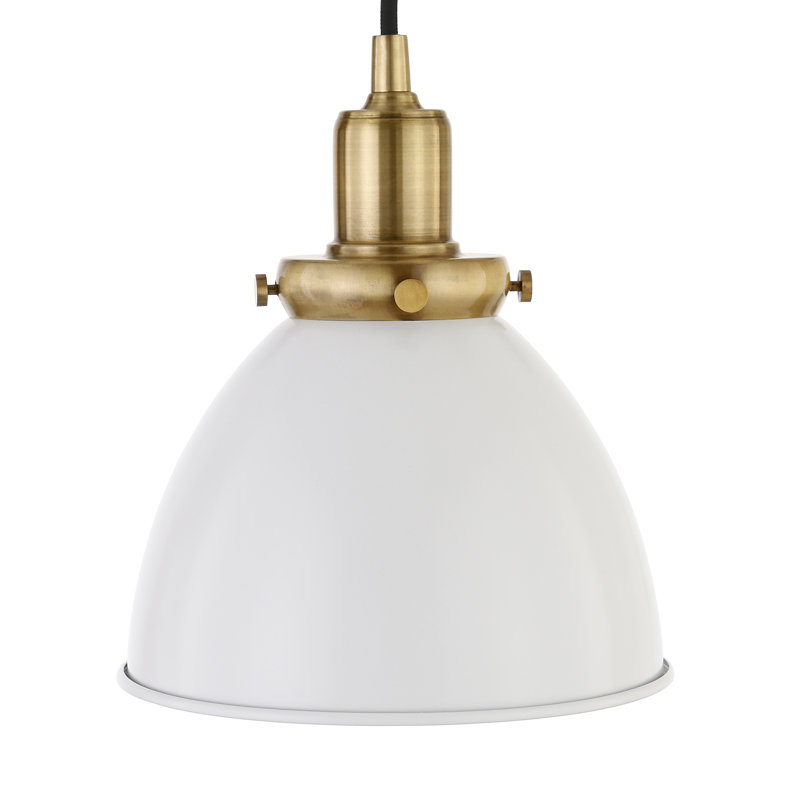 Luminaire suspendu en forme de dôme à 1 lumière Madison, Blanc/laiton