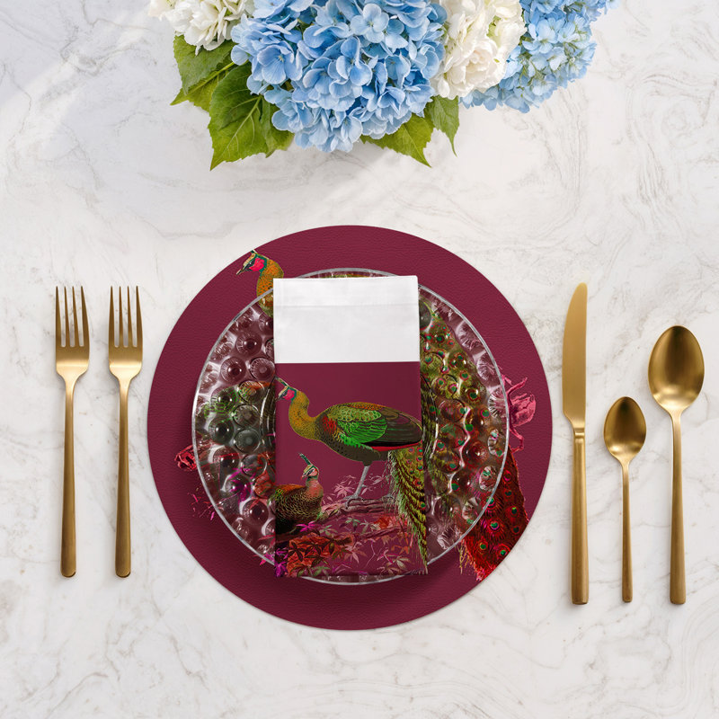 Family Pheasants Cotton Sateen Dinner Napkins, Pinot