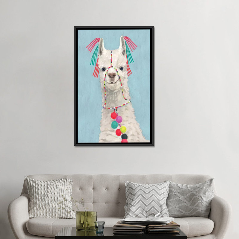 Adama lama II - impression sur toile tendue, H 26 po x l 18 po x P 1,5 po, Toile avec cadre noir, Pas de tapis