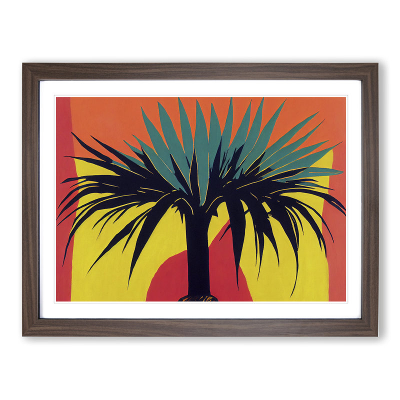 Abstract Palm Tree - Framed Print, 25cm H x 34cm W x 2cm D, Walnut