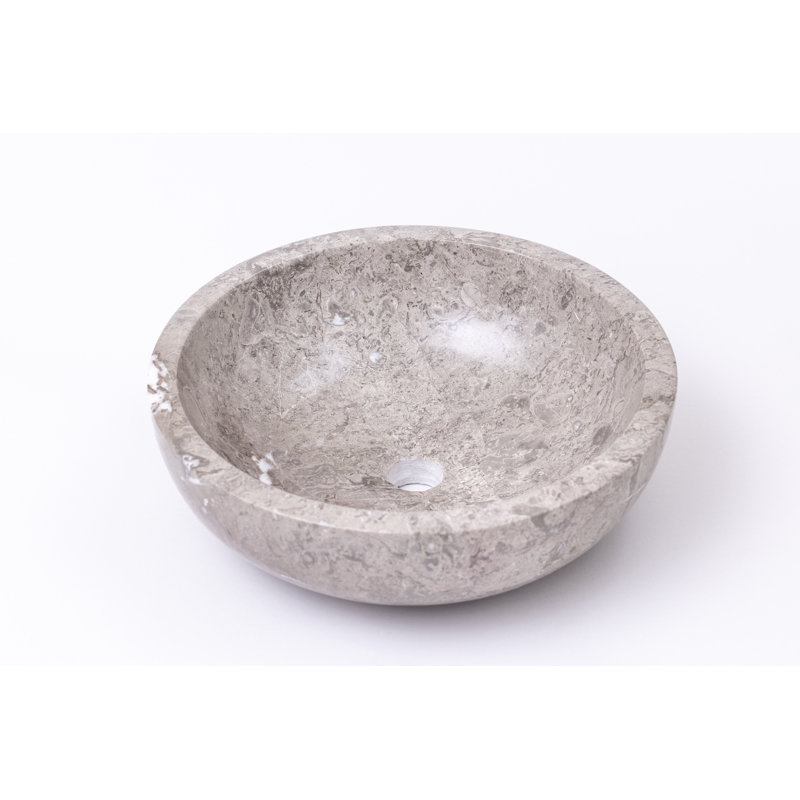 Laguna Marble 16'' Gray Marble Circular Bathroom Sink