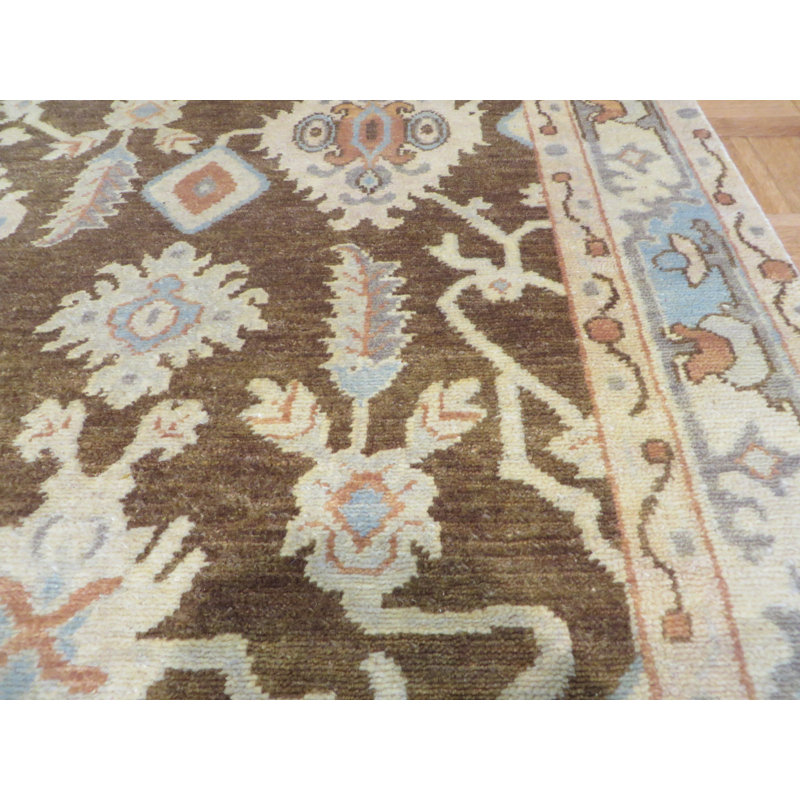 Tapis brun / ivoire en laine noué à la main Josephson, Rectangle 12 pi x 18 pi