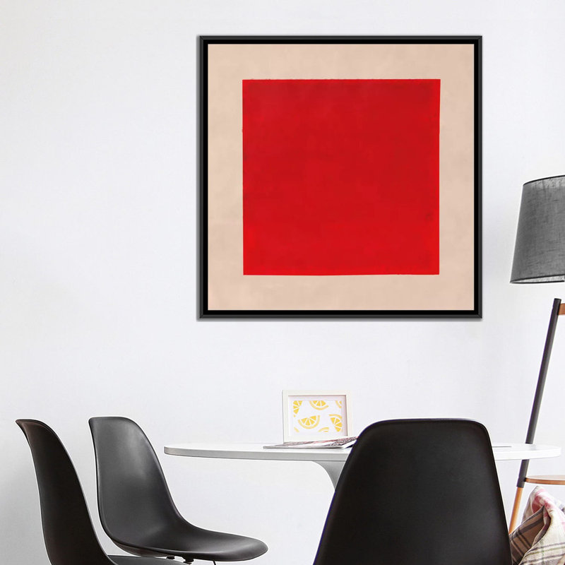 Albree Modern Square, impression sur toile, H 26 po x l 26 po x P 1,5 po, Toile avec cadre flottant noir, Pas de tapis