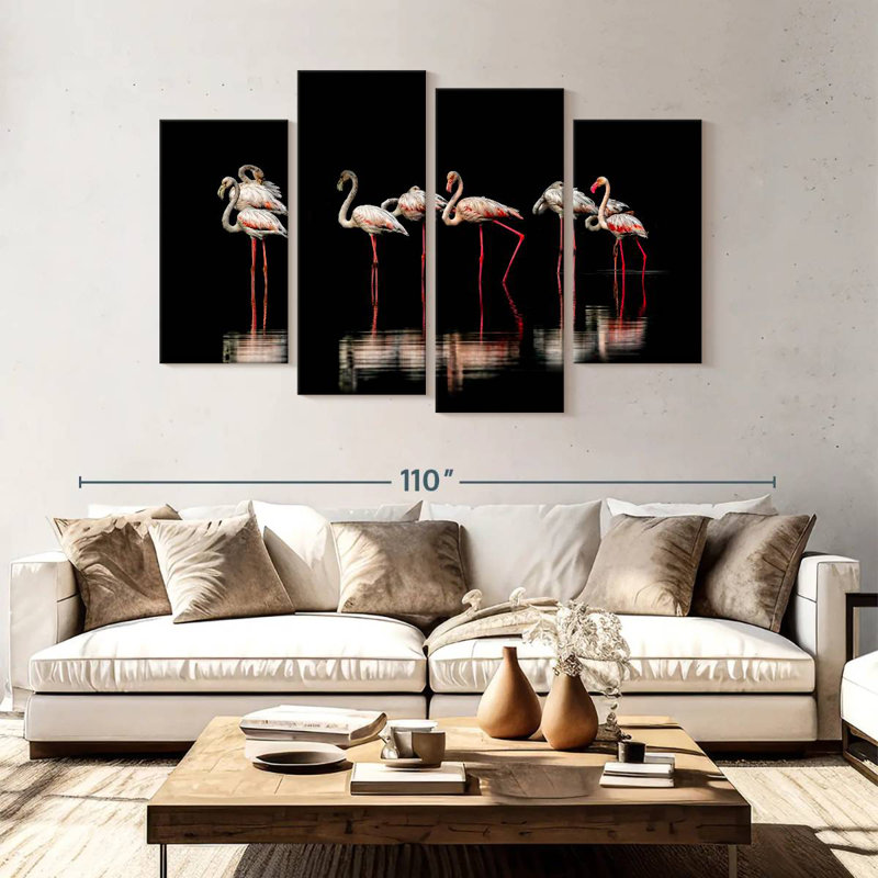 Brampt Pink Flamingos In Darkness, 54" H x 84" W