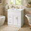 Meuble-lavabo blanc de 30 pouces avec tiroirs à gauche