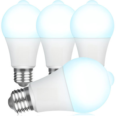 Motion Sensor LED Light Bulbs, A19 Dusk to Dawn Security Bulb, 800LM 5000K Daylight, E26 120V Auto Motion Activated Light Bulbs for Porch, Garage, Patio, 4 Pack