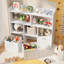 Children's bookcase and toy storage cabinet, two-layer open partition, three drawers with pulleys, safe wooden structure, waterproof and easy to care, white-530676885