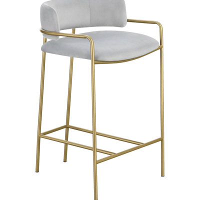 Confortable tabouret élégant en velours gris et doré - assise élégante avec revêtement, siège d'une profondeur de 20,06 po x