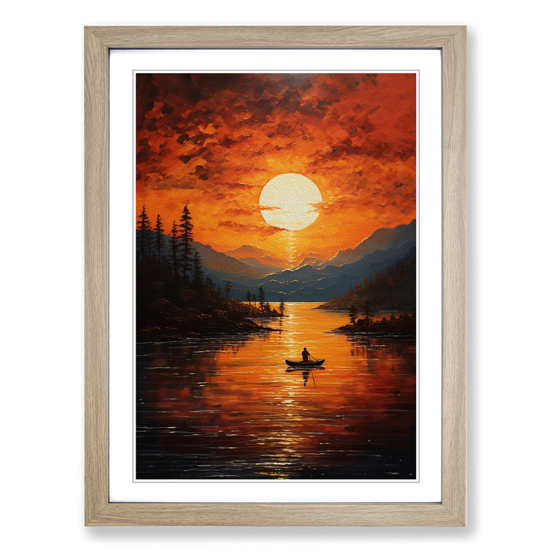 Lake Action No.2 - Framed Print, Oak , 64cm H x 46cm W x 2cm D