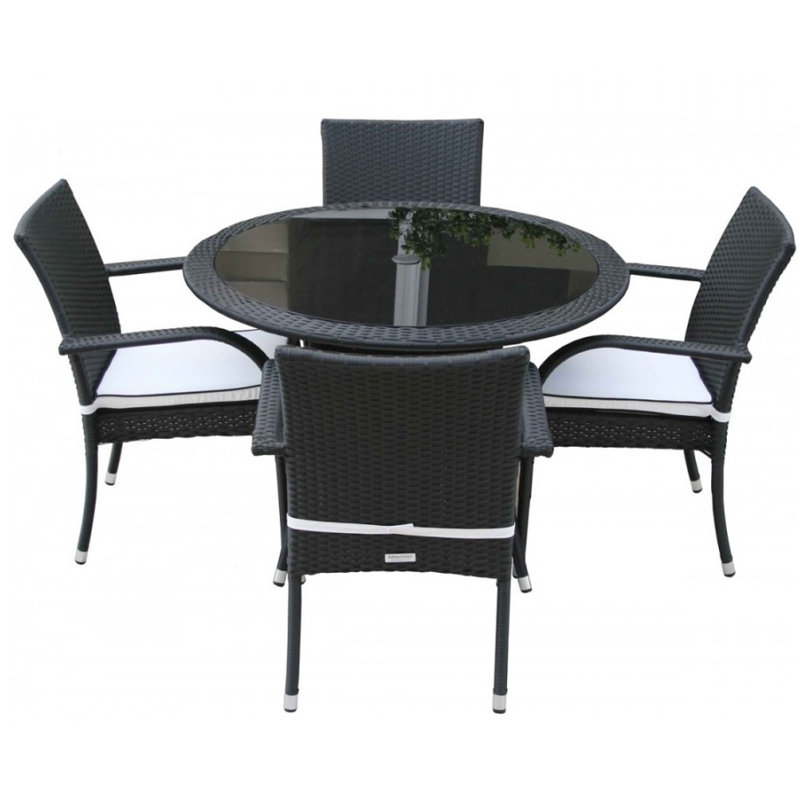 Kiska 4 - Person Patio Dining Set with Round Table , Cushions Included