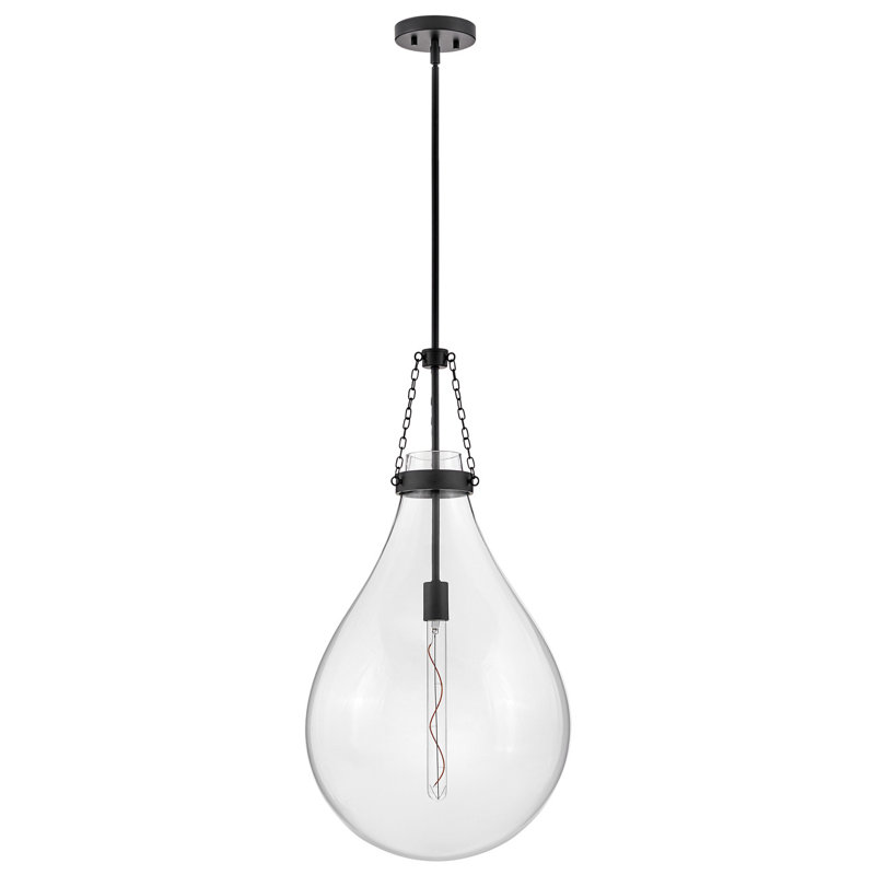 Luminaire suspendu simple en forme de goutte d'eau 16 po Eloise, Noir