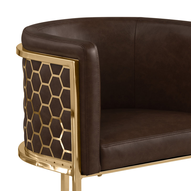 Tabouret de bar rembourré (29 po) et comptoir (24 po) avec tissu en peluche et dossier en forme de peigne miel, Espresso, 2