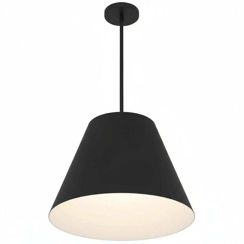 Luminaire suspendu à DEL noir de 16 pouces de diamètre, H 11 po x l 16 po x P 16 po, Noir